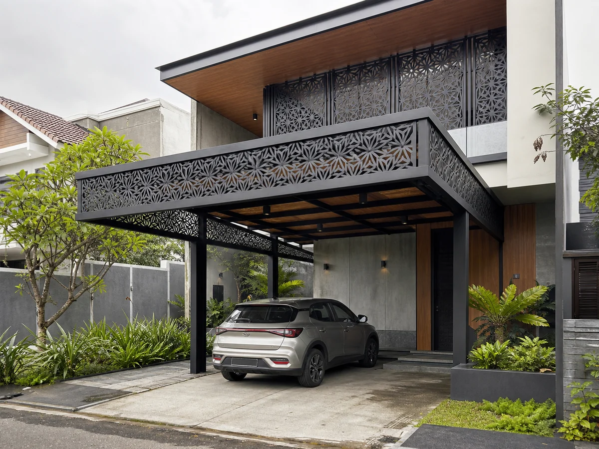 Contoh kanopi dan panel balkon laser cutting